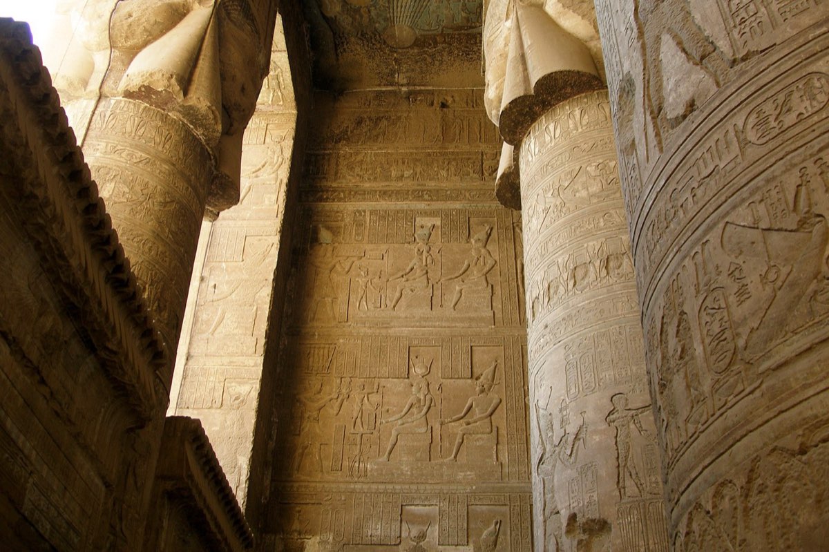 The painted ceiling of the Temple of Hathor at Dendera